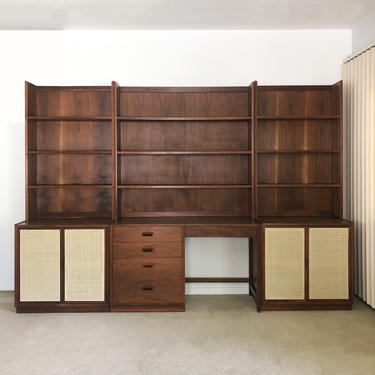 mid century Founders walnut wall unit storage credenza cabinet 