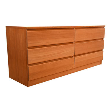 66″ Long MCM Dresser with Six Drawers and Sleek Pulls