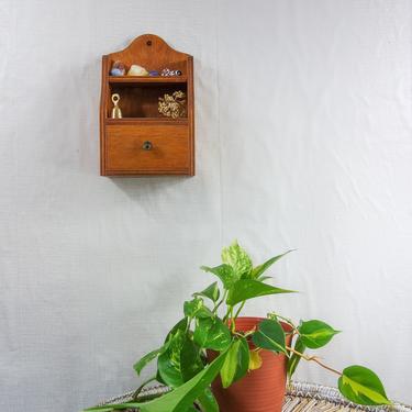 Cute small wood display shelf, wall, table or desk shelves & drawer for crystals, tarot storage, essential oil, incense, jewelry collection 