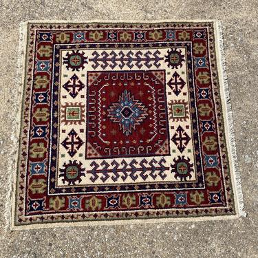 Oushak square rug, 3.4 x 3.4 feet