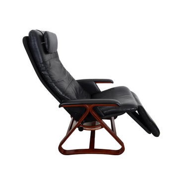 Danish Modern &amp;quot;BACKSAVER&amp;quot; healthy Back Recliner by Nepsco (Bent Wood &amp; Leather) MCM Anti-Gravity Danish Style Lounge Chair 