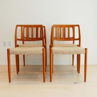 Set of 4 Danish Modern J L Moller Teak Dining Chairs Model 83 Niels Otto Moller Made in Denmark 