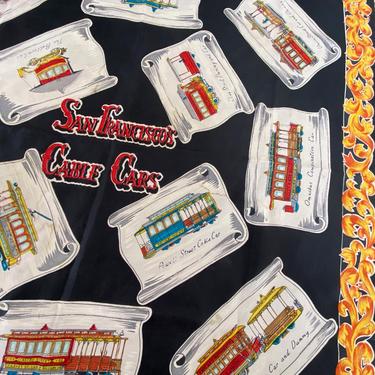 Vintage San Francisco Silk Scarf Cable Cars 