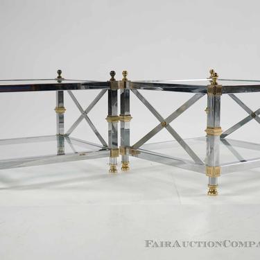 Pair of Brass and Chrome End Tables