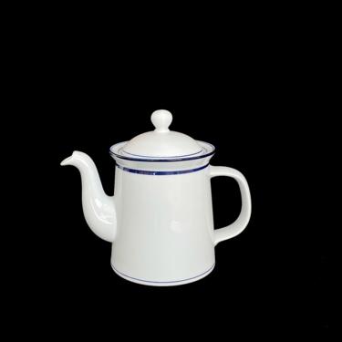 Vintage Dansk Porcelain Coffee Pot BISTRO or FLORA White and Blue Neils Refsgaard Design 1970s 1980s Japan 