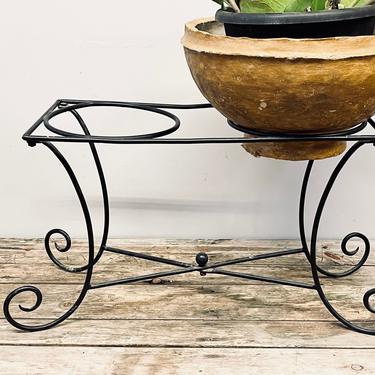Black Iron Plant Stand | Black Iron Plant Pot Holder | Wrought Iron | Garden Plant Stand | Metal Plant Stand Two Pots 