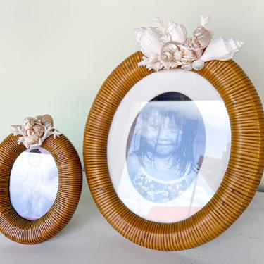 Pair of Rattan and Shell Frames