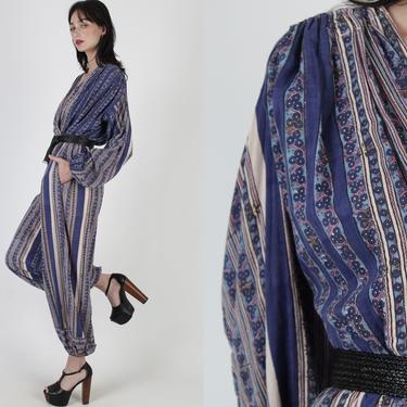India Gold Block Print Wrap Jumpsuit / Cotton Purple Floral Gauze Pockets Playsuit / Womens Ethnic Bohemian Toga Festival Playsuit 