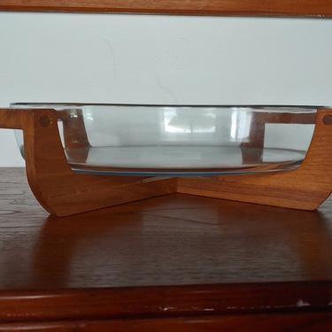 Danish Modern Gailstyn-Sutton Teak Wood Caddy and Marinex Oval Glass Casserole 