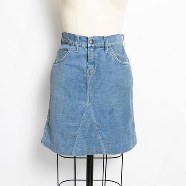 1970s Skirt Corduroy High Waisted Mini Altered Jeans Small 