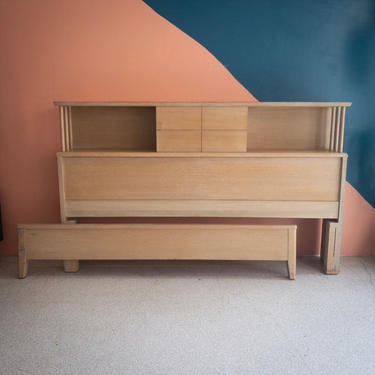 Full Bookcase Vintage Blonde Headboard and Footboard