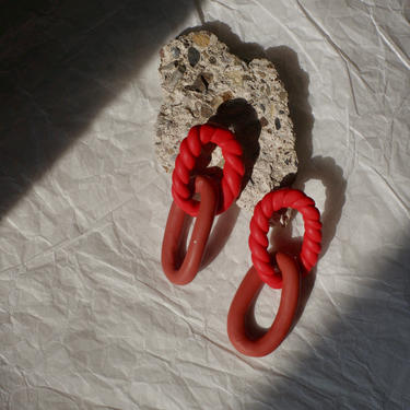 Large Polymer Clay Statement Earrings / Braided Hoops / Chain Links / Sculptural Tube Earrings / Modern Design 