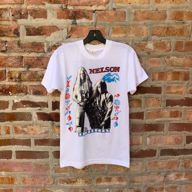 Vintage 90s NELSON In Concert T-shirt Size Medium Single Stitch parking lot bootleg concert tee warrant hair metal Bill and Teds 
