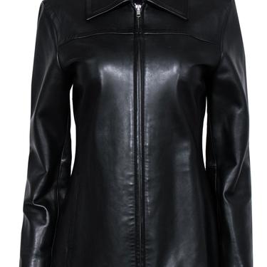 Coach - Smooth Black Leather Zip-Up Jacket Sz XS