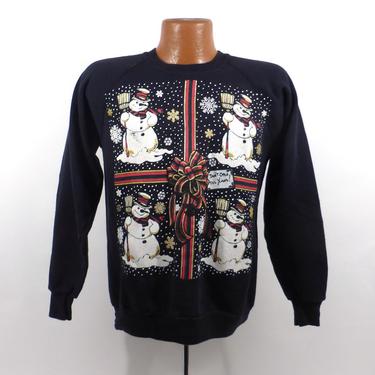 Ugly Christmas Sweater Vintage Sweatshirt Party Xmas Tacky Holiday Snowman Size M 