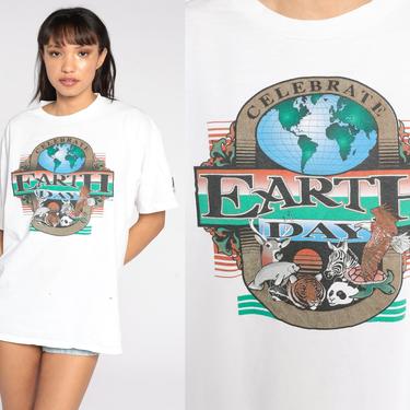 Earth Day Shirt 90s Animal Tshirt Environmentalist Shirt Graphic T Shirt Single Stitch 1990s Vintage Retro Tee White USPS Extra Large xl by ShopExile