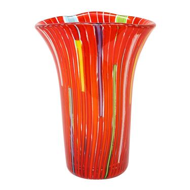 Anzolo Fuga Hand-Blown Vase with Multicolor Vertical Rods 1955-56