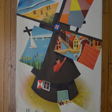 Vintage Dutch Holland 1950s Travel Poster 