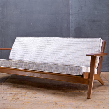 Hans Wegner Teak Getama Sofa Vintage Danish Modern Mid-Century Furniture Scandinavian New Upholstery Fabric + Cushions 