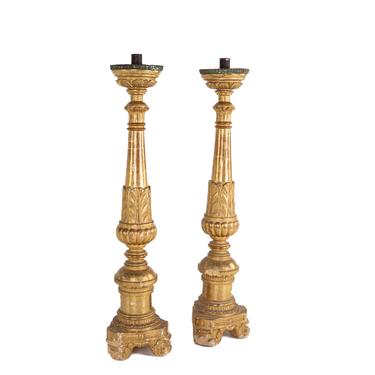 Superb Pair of Finely Carved French Candlesticks 