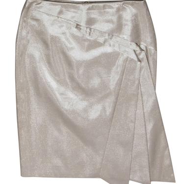 Karen Millen - Champagne Sparkly Pleated Pencil Skirt w/ Flounce Sz 8