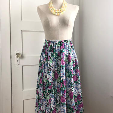 1980s Purple Tulip Pleated Skirt- size small 