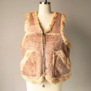 1970s Shearling Fur Vest Suede M 