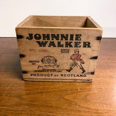 Vintage Johnnie Walker Wooden Shipping Box for 12 1/10th Pint Bottles 