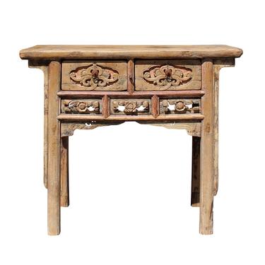 Chinese Vintage Drawer Raw Wood Rustic Side Table  cs5770S