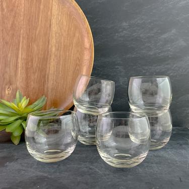 Set of 6 Small Roly Poly Glasses, Clear Glass Vintage Glassware, MCM Mad Men Barware 