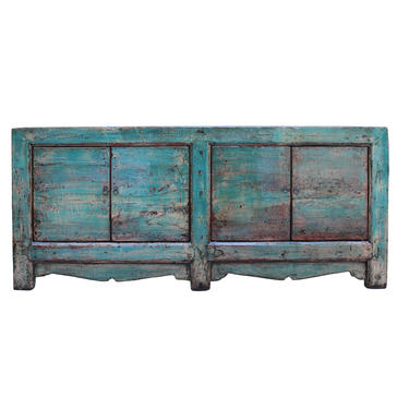 Distressed Teal Blue Green Finish High Credenza Console Buffet Table cs5376E 