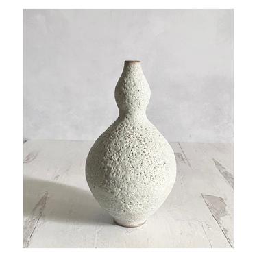 SHIPS NOW- Ceramic Stoneware White Crater Vase- textural rustic modern vase for flowers 