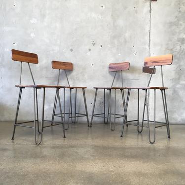 Wooden Barstools with Hairpin Legs