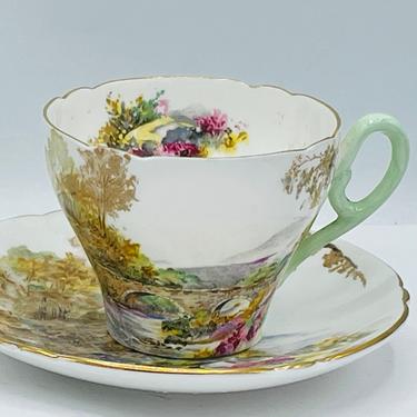 Shelley England Heather Demitasse Cup And Saucer- Chip Free 