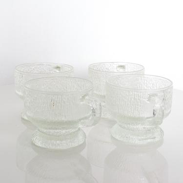 Style of Tapio Wirkkala Ultima Thule Mugs IITTALA Four Frosted Glass Mugs 