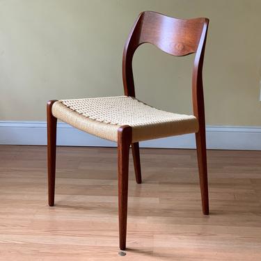 Moller Model #71 Dining Side Chair in Teak and new Danish Paper Cord, side chair, desk chair, bedroom chair 