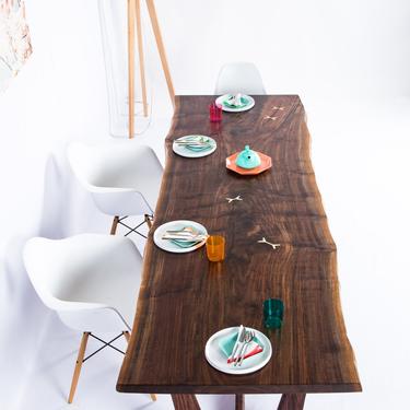 Walnut Live Edge Slab Dining Table, Conference Table 