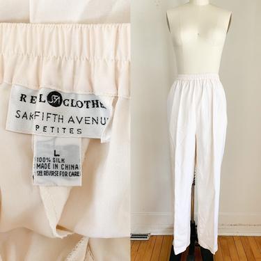 Vintage 1990s Saks Fifth Ave Silk Pants / L 