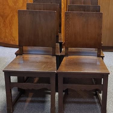 Item #T72 Set of Six English Oak Library / Dining Chairs c.1920s