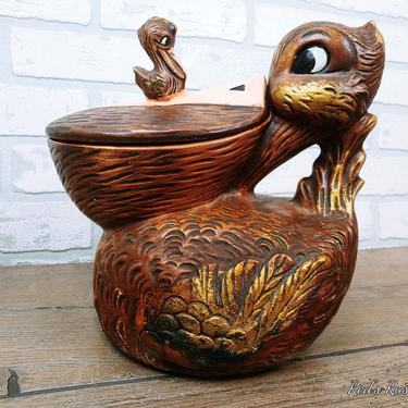 Adorable Ceramic Pelican Cookie Jar 