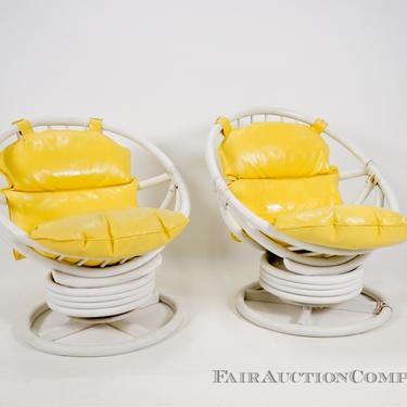 Pair of Lounge Chairs with Yellow Vinyl