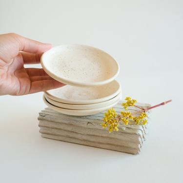 Trinket dish white specks handmade ceramic pottery 