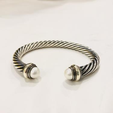 David Yurman Pearl-Tipped Cable Bracelet