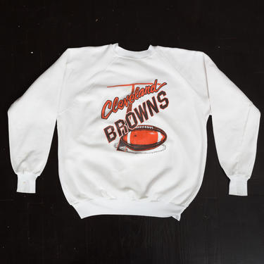 80s Cleveland Browns NFL Sweatshirt - Men's Large, Women's XL | Vintage Unisex White Football Graphic Pullover 
