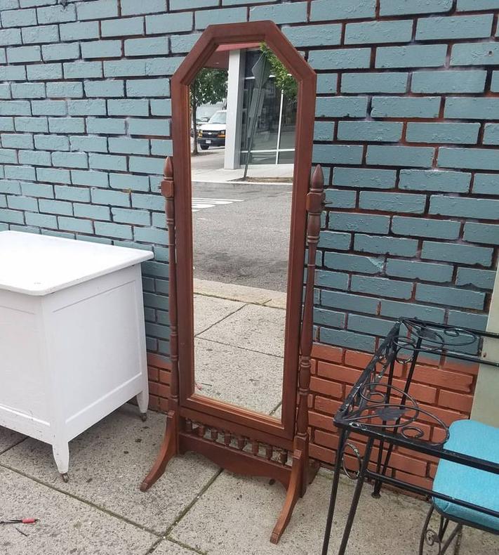 SOLD. Late 19th Century Style Full Lenth Mirror,  Cherry. $270.