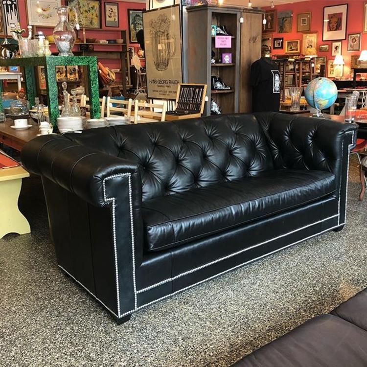                   Black Leather Sofa! 87&rdquo; Long 41&rdquo; Deep 35&rdquo; Tall