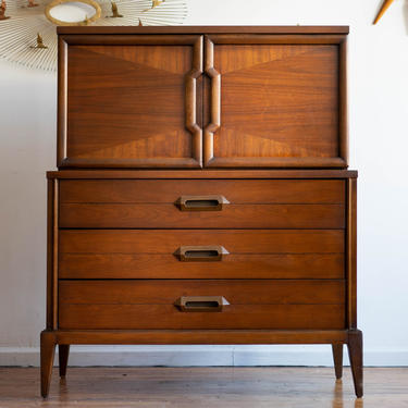 Vintage Mid-Century Modern Walnut Highboy Dresser 