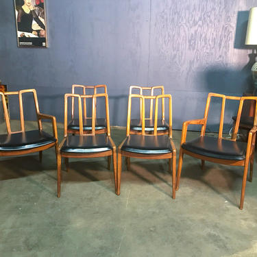 SET OF 6 WALNUT DINING CHAIRS