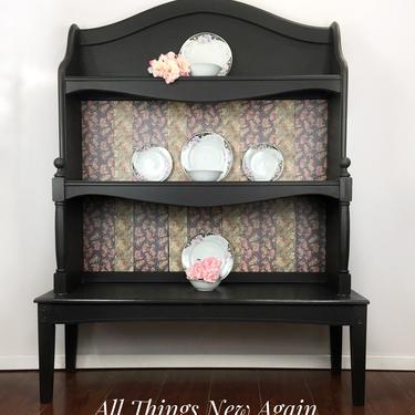 Bookcase | Upcycled Bookcase | Bookshelves | Shelving Unit | China Cabinet | Display Unit | Black Painted Shab