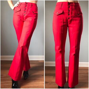 Vintage 70s High Waist Red Pants 
